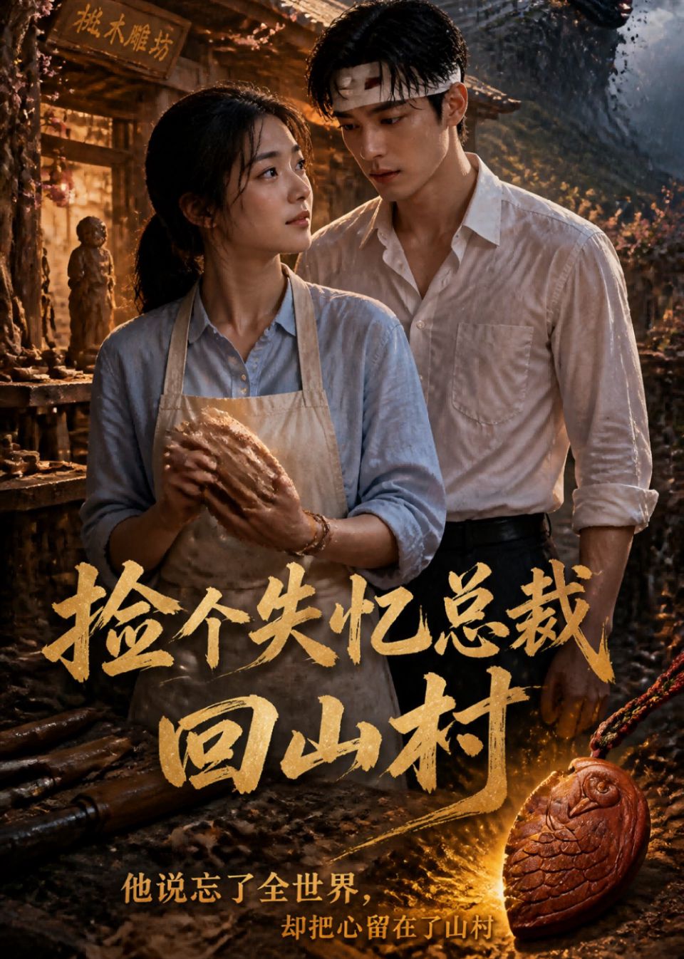 捡个失忆总裁回山村海报