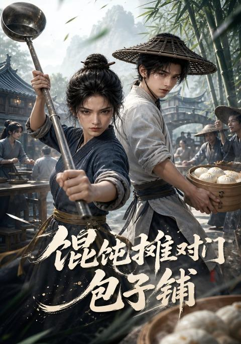 馄饨摊对门包子铺海报