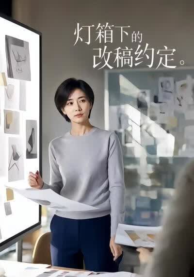 灯箱下的改稿约定海报