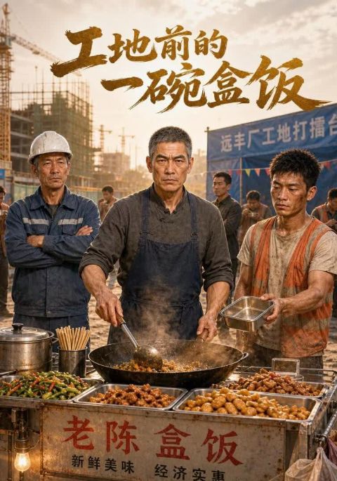 工地前的一碗盒饭海报