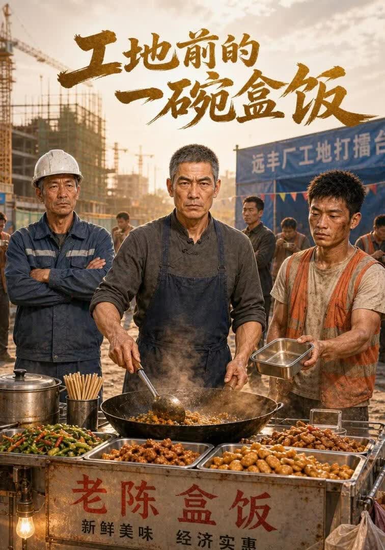 工地前的一碗盒饭海报