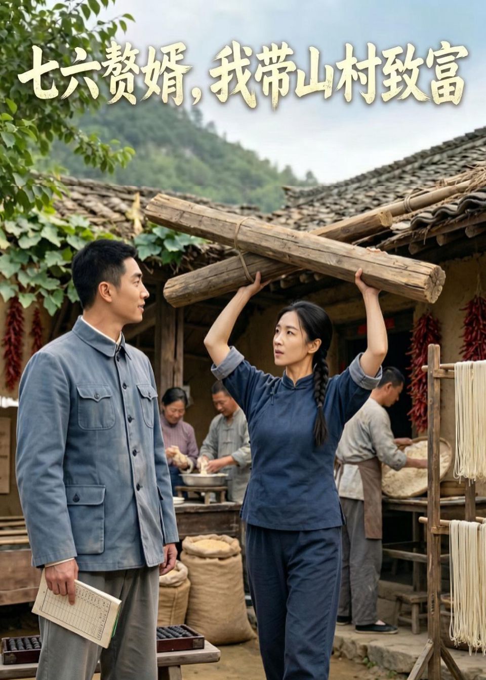 七六赘婿，我带山村致富 AI海报